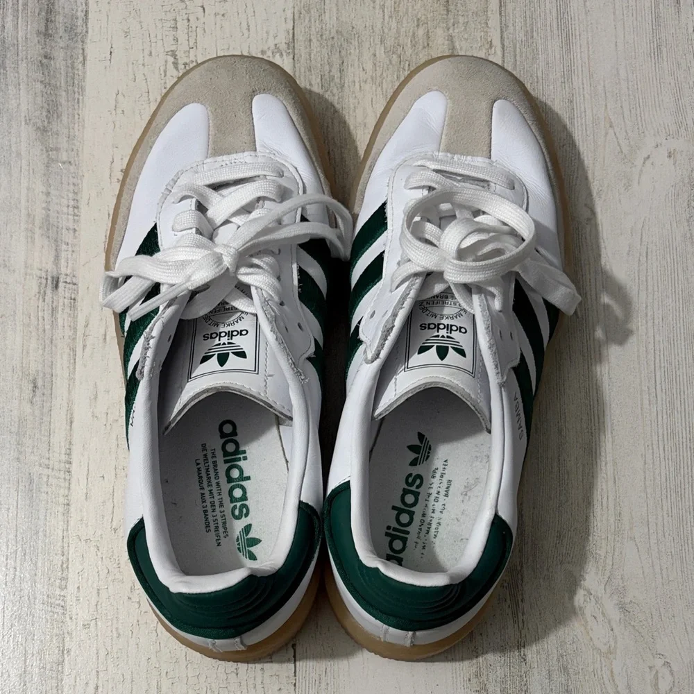 Adidas Samba White and Green Shoes Size 8.5 - Picture 7 of 13